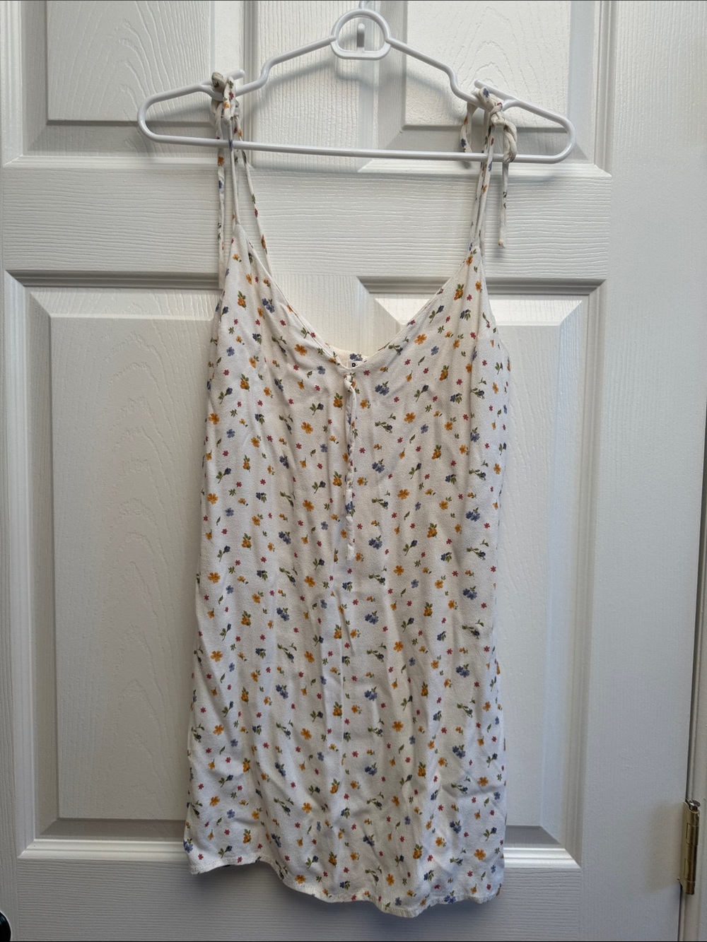 Reformation White Floral Tie-Shoulder Sundress
